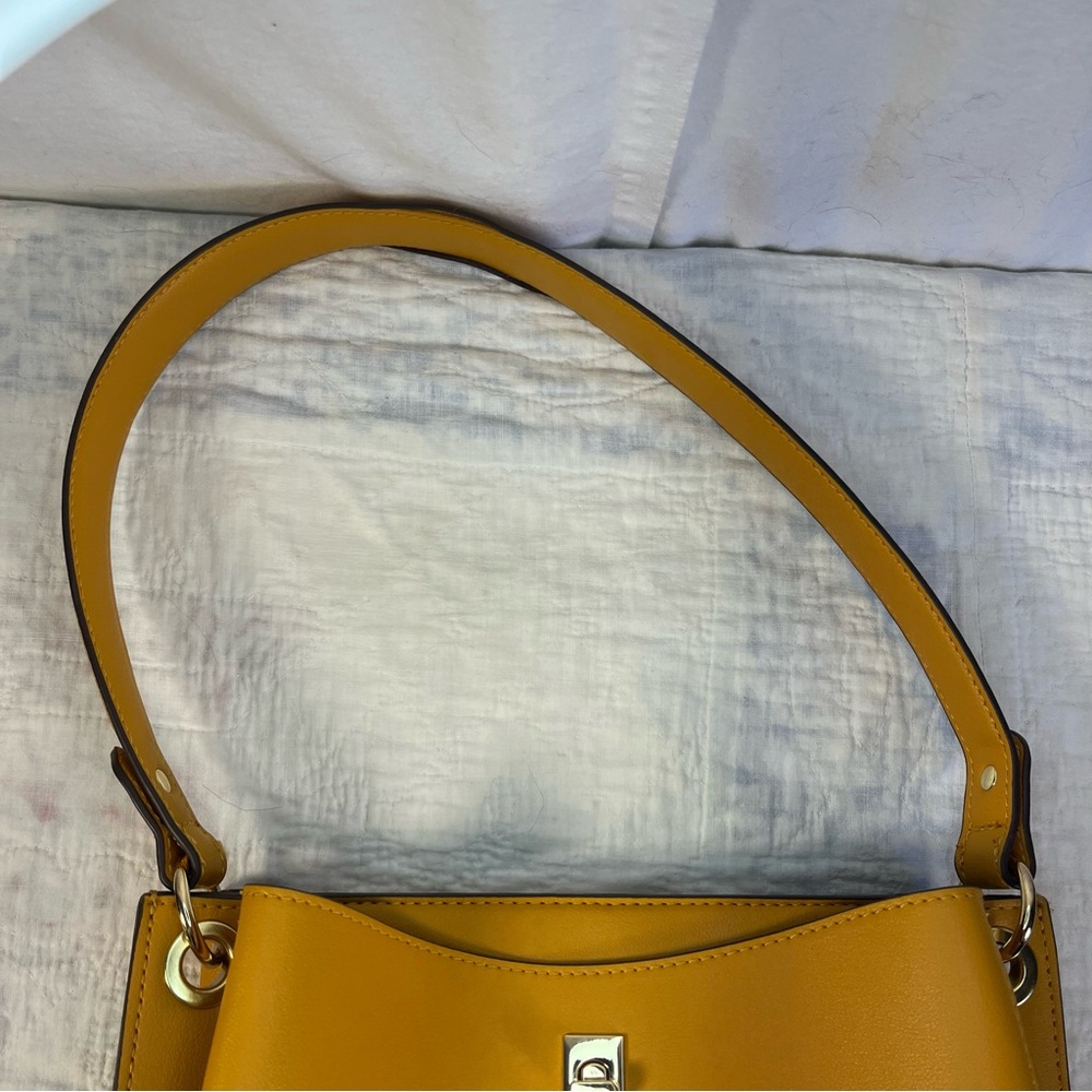 Nanette Lepore Mustard Yellow Bucket Shoulder Bag - Picture 8 of 9